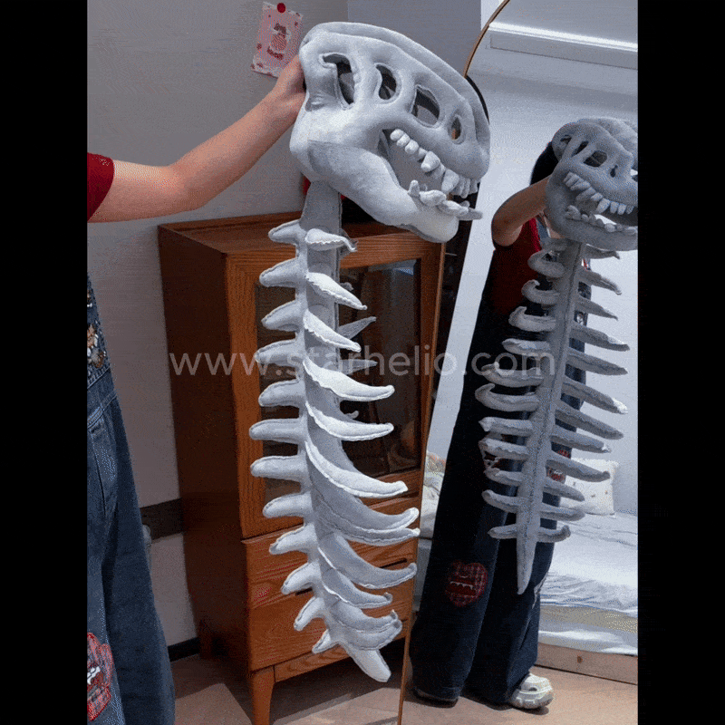 Dino skeleton plush in motion